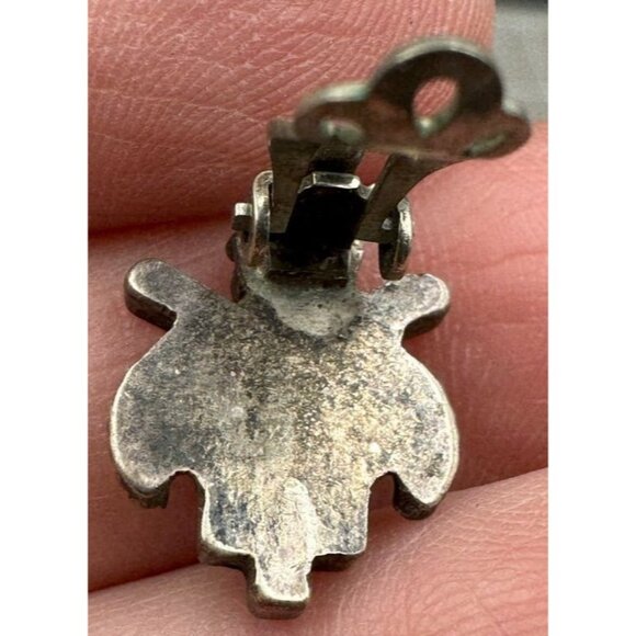 Zuni Sterling Silver Inlay Old Pawn Zuni Knifewing Kachina Clip-On Earrings - Picture 4 of 4